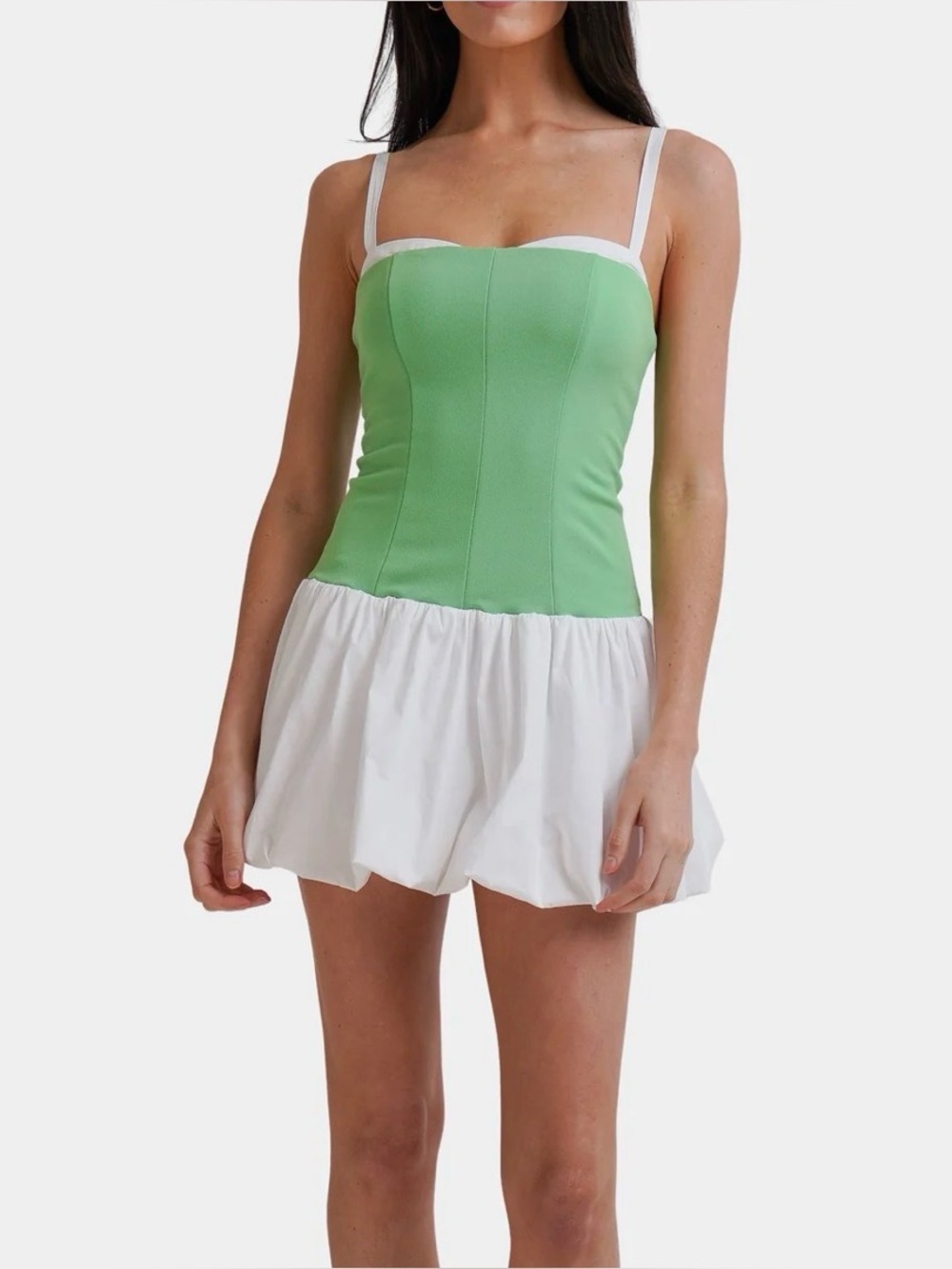 Show Me Your MuMu Green and White Corset Mini Dress